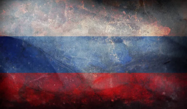 Bandiera Retrò Della Russia Con Grunge Texture — Foto Stock