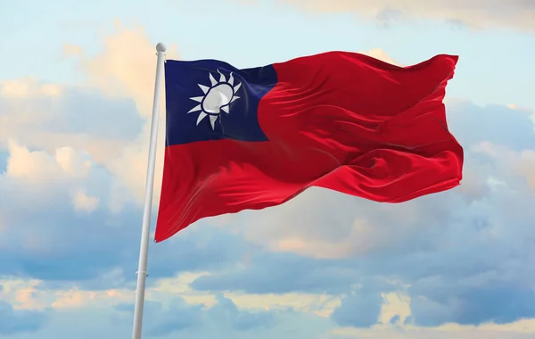 Stor Taiwan Flagga Vinka Vinden — Stockfoto