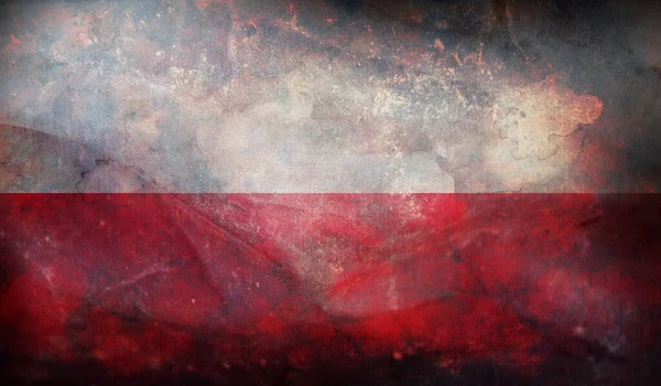 Ретро Флаг Польши Гранжевой Текстурой — стоковое фото