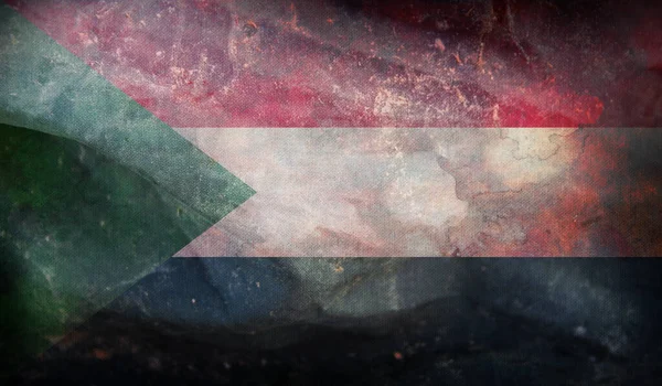 Bandera Retro Sudán Con Textura Grunge —  Fotos de Stock