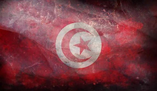 Drapeau Rétro Tunisie Avec Texture Grunge — Photo