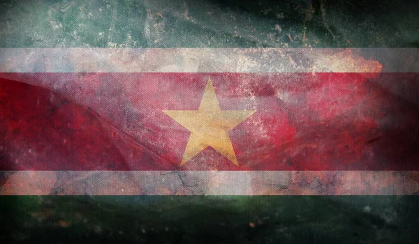 Retro Flagge Surinams Mit Grunge Textur — Stockfoto