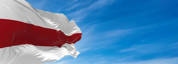 Grote Vlag Van Witte Rode Witte Vlag Van Belarus Zwaaiend — Stockfoto
