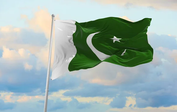 Velká Pákistánská Vlajka Vlála Větru — Stock fotografie