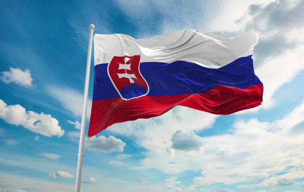 Large Slovakia Flag Waving Wind — Stock Photo, Image