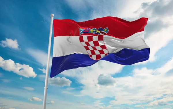 Large Croatia Flag Waving Wind — Stock Photo, Image