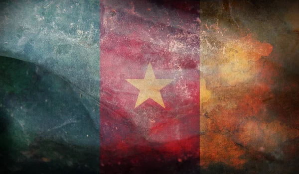 Retro Vlag Van Kameroen Met Grunge Textuur — Stockfoto