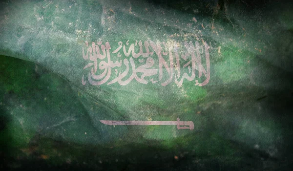 Retro Flagge Saudi Arabiens Mit Grunge Textur — Stockfoto