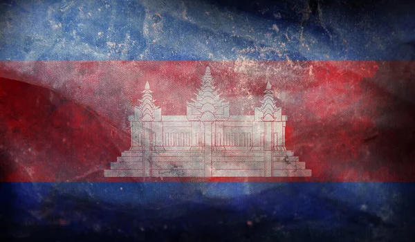 Bandera Retro Camboya Con Textura Grunge — Foto de Stock