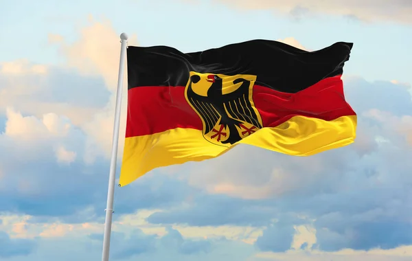 Large Germany Flag Waving Wind — Stock Photo, Image