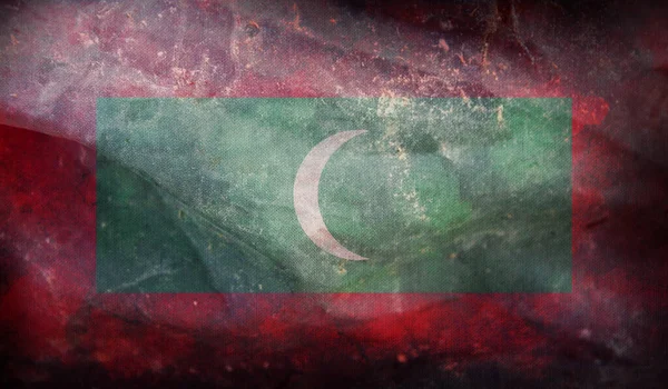 Bandera Retro Maldivas Con Textura Grunge —  Fotos de Stock