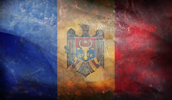 Retro Zászló Moldova Grunge Textúrával — Stock Fotó