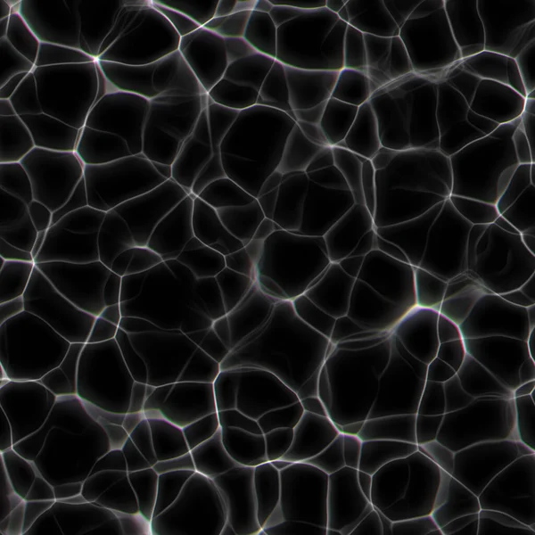 Fényes Sugarak Tükröződnek Vízben Vízmarás Fekete Háttéren Zökkenőmentes Textúra — Stock Fotó