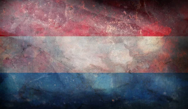 Retro Vlag Van Luxemburg Met Grunge Textuur — Stockfoto