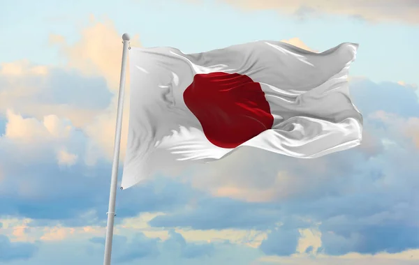 Large Japanese Flag Waving Wind — Stock Photo, Image