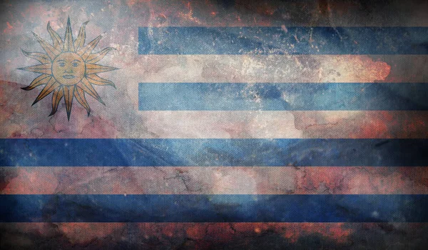 Retro Vlag Van Uruguay Met Grunge Textuur — Stockfoto