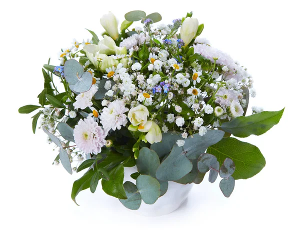 Hochzeitsstrauß Isoliert Auf Weiß Frischer Üppiger Strauß Bunter Blumen — Stockfoto