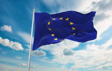 Avrupa Birliği 'nin Bayrağı rüzgarda sallanıyor.