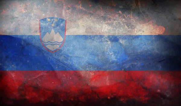 Bandera Retro Eslovenia Con Textura Grunge —  Fotos de Stock