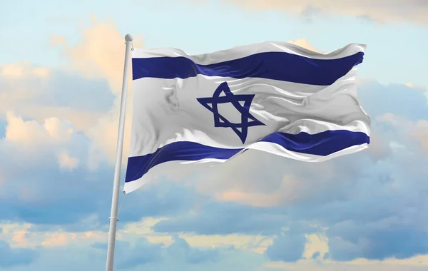 Gran Bandera Israel Ondeando Viento — Foto de Stock