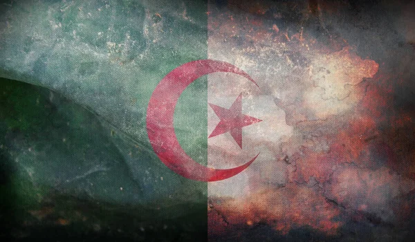 Retro Vlag Van Algerije Met Grunge Textuur — Stockfoto