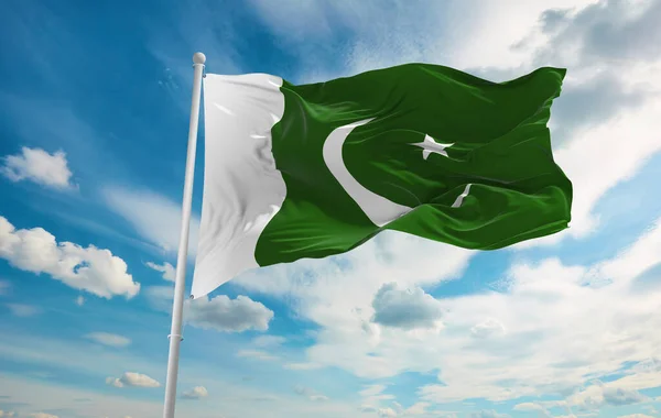 Bandera Grande Pakistán Ondeando Viento —  Fotos de Stock