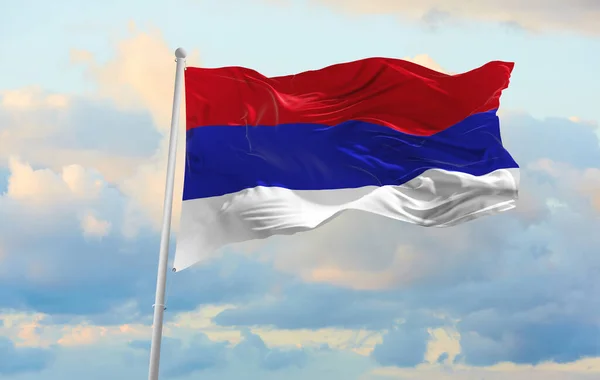 Большой Флаг Республики Сербской Машущий Ветром — стоковое фото