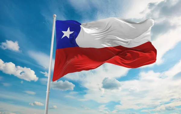 Duża Flaga Chile Machająca Wietrze — Zdjęcie stockowe