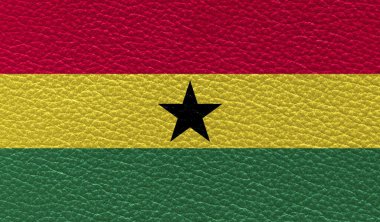 Gana 'nın düz bayrağı deri dokuya basılmış. Üst görünüm