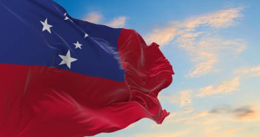 Rüzgarda dalgalanan büyük Samoa bayrağı