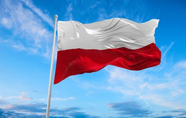 Rüzgarda dalgalanan büyük Polonya bayrağı