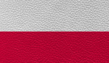 Polonya 'nın yassı bayrağı deri dokuya basılmış. Üst görünüm