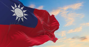 Rüzgarda dalgalanan büyük Tayvan bayrağı