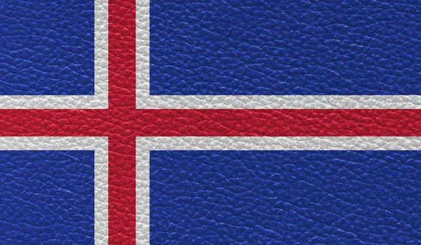 Flat Flag Iceland Printed Leather Texture Background Top View — Stock Photo, Image