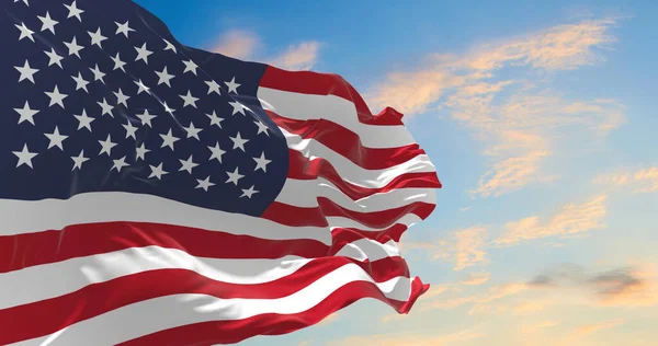 Velká Vlajka Usa Vlnící Větru — Stock fotografie