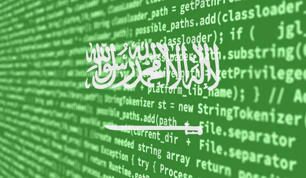 Vlag Van Saoedi Arabië Afgebeeld Het Scherm Met Programmacode Het — Stockfoto