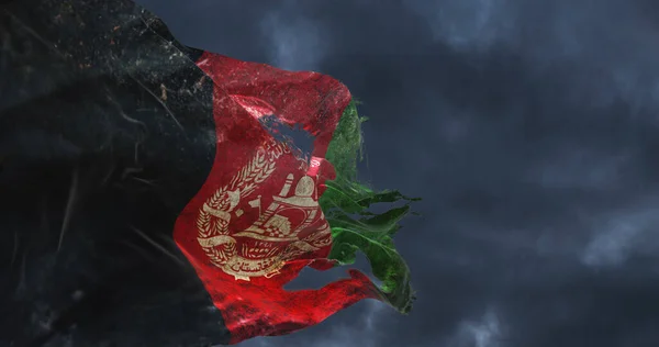 Bandera Desgarrada Retro Afganistán Ondeando Viento Ilustración — Foto de Stock