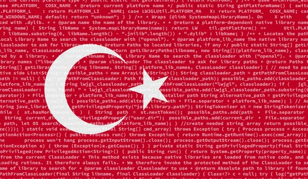 Vlag Van Turkije Afgebeeld Het Scherm Met Programmacode Het Concept — Stockfoto