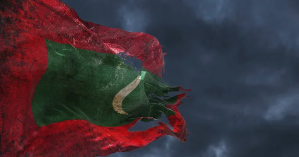Retro Torned Flag Maldives Waving Wind Illustration — Stock Photo, Image