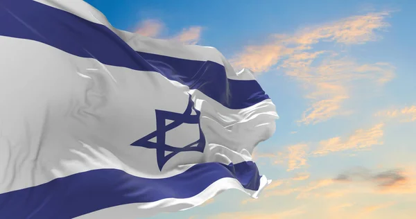 Große Israel Flagge Weht Wind — Stockfoto