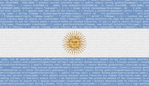 Vlag Van Argentinië Afgebeeld Het Scherm Met Programmacode Het Concept — Stockfoto