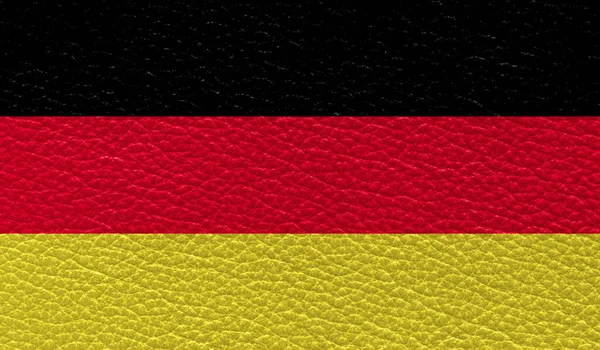 Плоский Прапор Germany2 Надрукований Шкіряному Фоні Текстури Краєвид — стокове фото