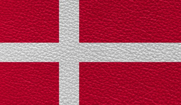 Deri Dokuya Basılmış Danimarka Bayrağı Üst Görünüm — Stok fotoğraf