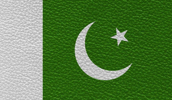 Plochá Vlajka Pákistánu Tištěná Pozadí Kožené Textury Horní Pohled — Stock fotografie