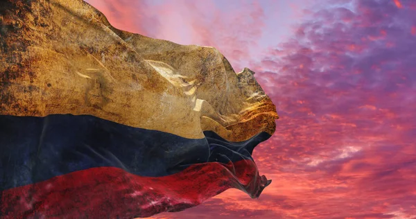 Rüzgarda Sallanan Grunge Desenli Kolombiya Bayrağı Illüstrasyon — Stok fotoğraf