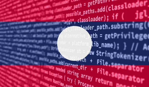 Flag Laos Depicted Screen Program Code Concept Modern Technology Site — Stock Photo, Image
