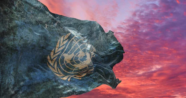 Retro Vlag Van Organisatie Van Verenigde Naties Met Grunge Textuur — Stockfoto