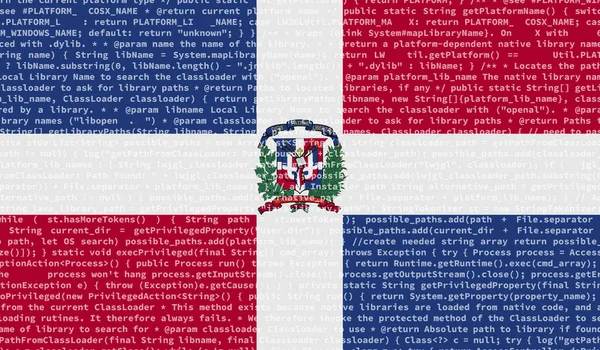Vlag Van Dominicaanse Republiek Afgebeeld Het Scherm Met Programmacode Het — Stockfoto