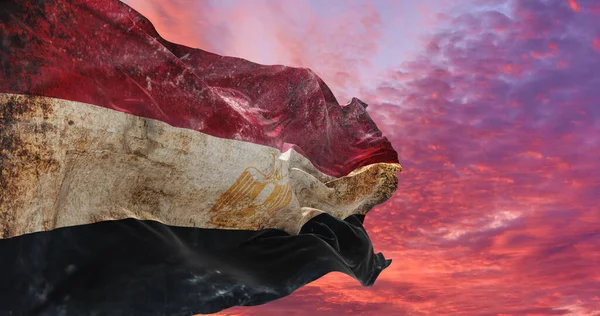 Bandera Retro Egipto Con Textura Grunge Ondeando Viento Ilustración —  Fotos de Stock