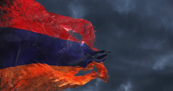 Retro Torned Flag Armenia Waving Wind Illustration — 스톡 사진